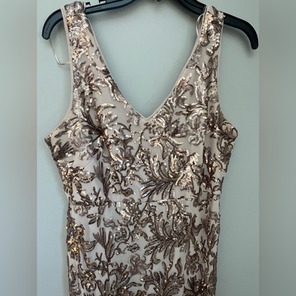 R&M Richards R&M Richards Long Sequin Embellished Column Dress Champagne - Picture 6 of 13